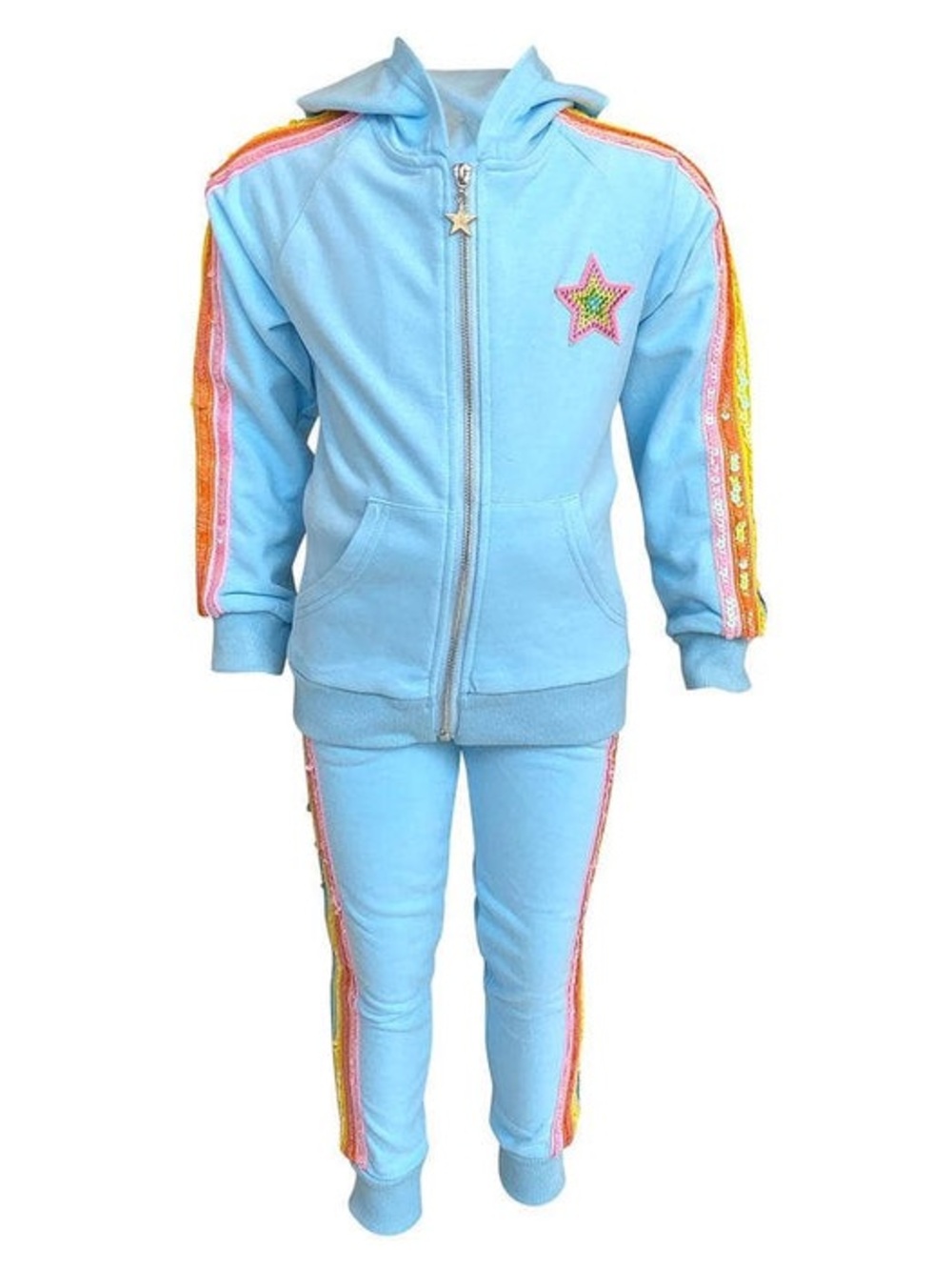 Baby Blue Rainbow Sequin Jogger Set